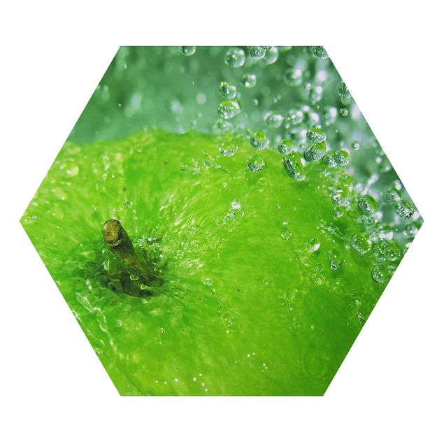 Hexagon Bild Alu-Dibond - Green Apple