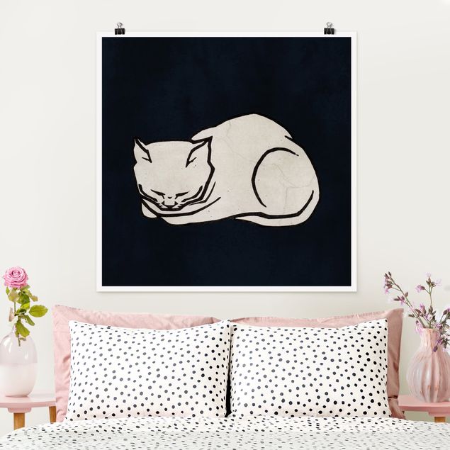 Wandbilder Tiere Schlafende Katze Illustration
