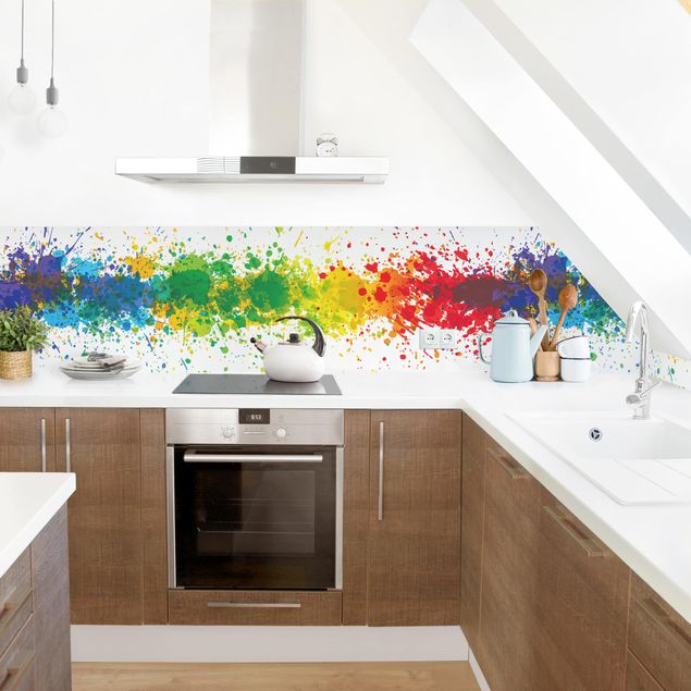 Küchenrückwand abstrakt Rainbow Splatter II
