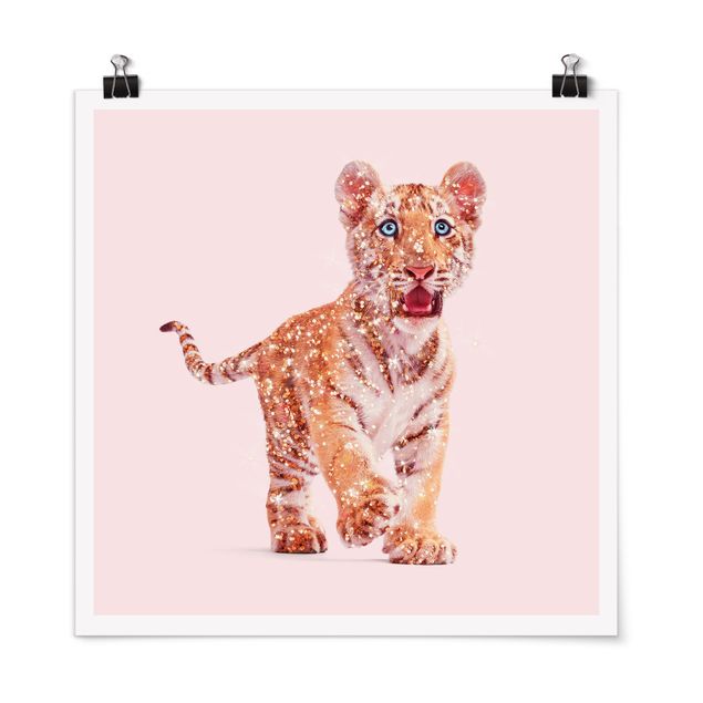 Poster Tiere Tiger mit Glitzer