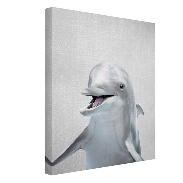Leinwand Schwarz-Weiß Delfin Diddi