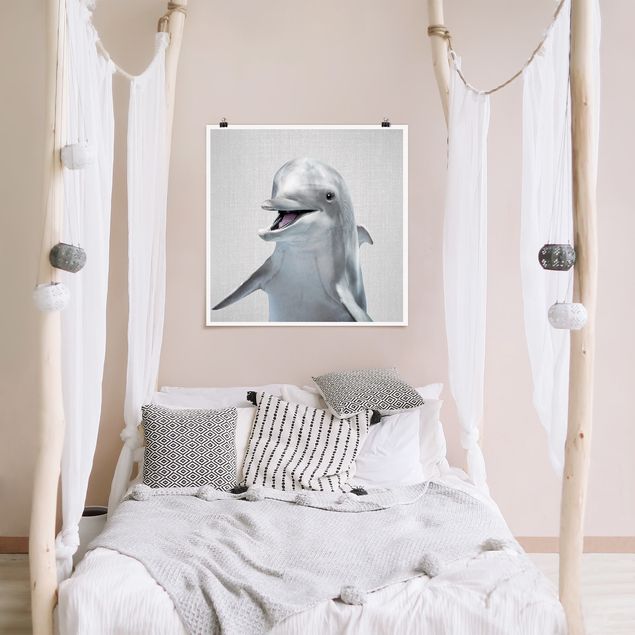 Poster Kinderzimmer Tiere Delfin Diddi