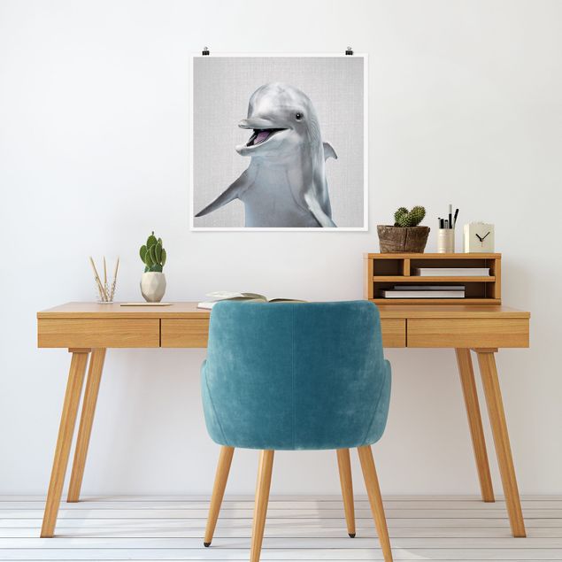 Poster Schwarz-Weiß Delfin Diddi