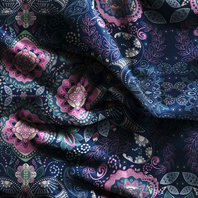 Vorhang Muster Detailliertes Boho Muster in Blau