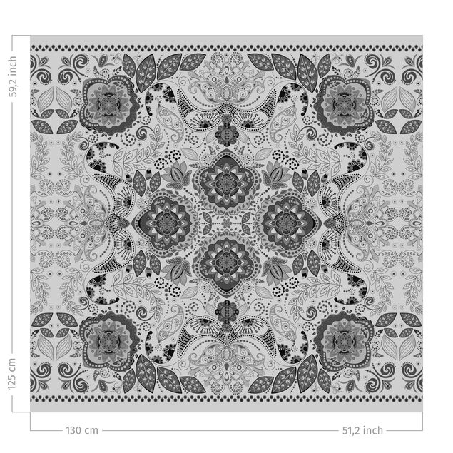Vorhang Boho Detailliertes Boho Muster in Grau