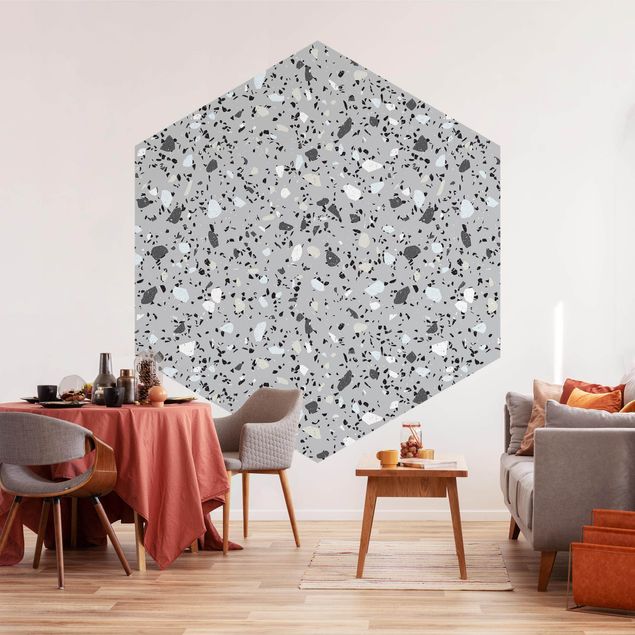 Hexagon Tapete Detailliertes Terrazzo Muster Massa