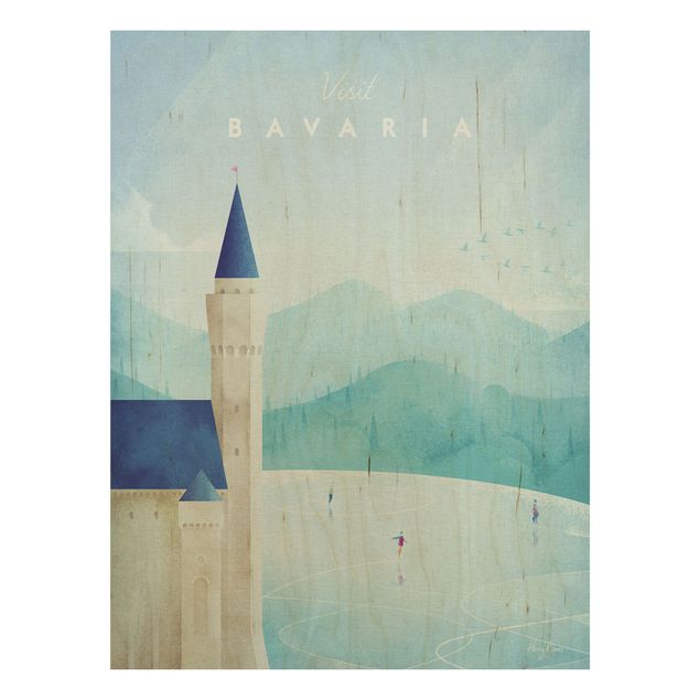 Moderne Holzbilder Reiseposter - Bavaria