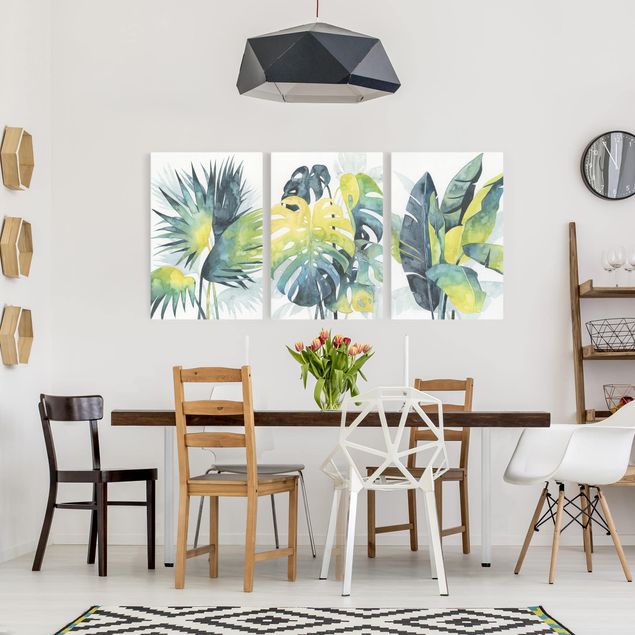 Wandbilder Wohnzimmer modern Tropisches Blattwerk Set II