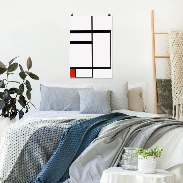 Wandbilder abstrakt Piet Mondrian - Komposition Rot Schwarz Weiß
