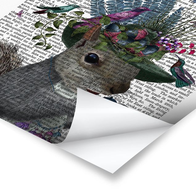 Poster - Vogelfänger - Eichhörnchen mit Eicheln - Quadrat 1:1