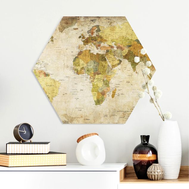 Foto auf Hartschaumplatte Weltkarte