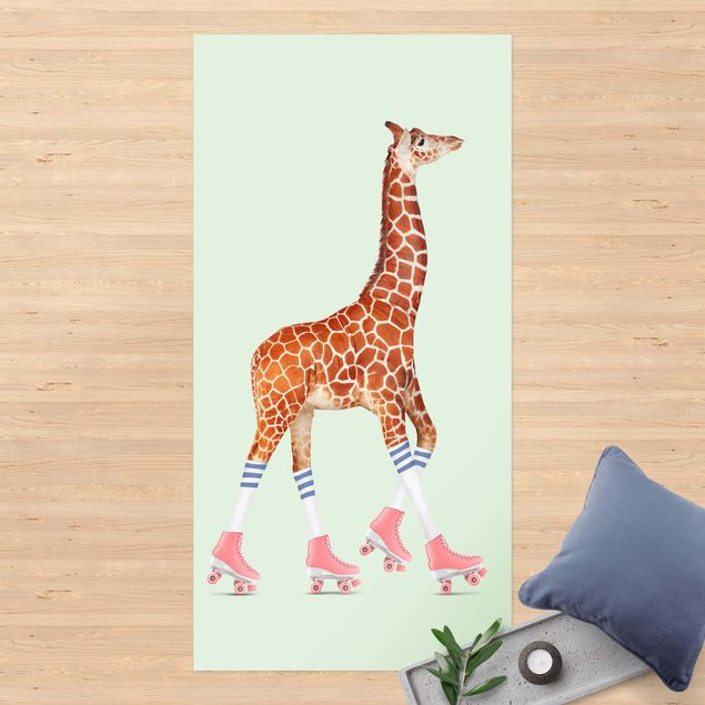Outdoor Teppich Giraffe mit Rollschuhen