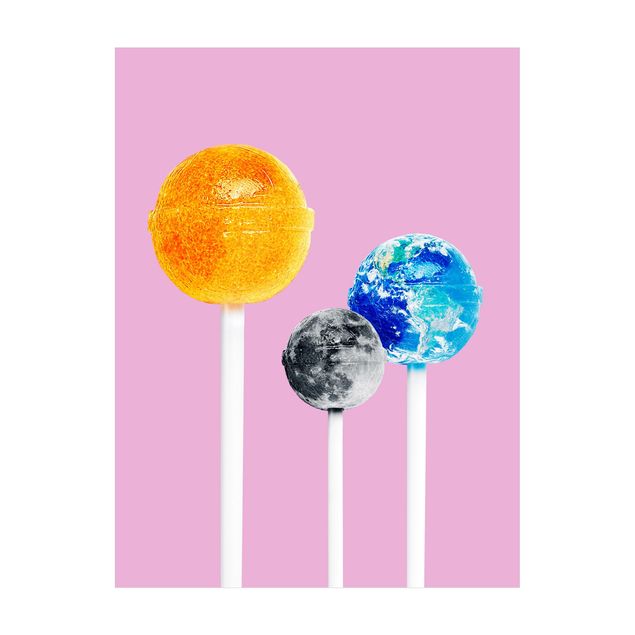 Pink Teppich Lollipops mit Planeten