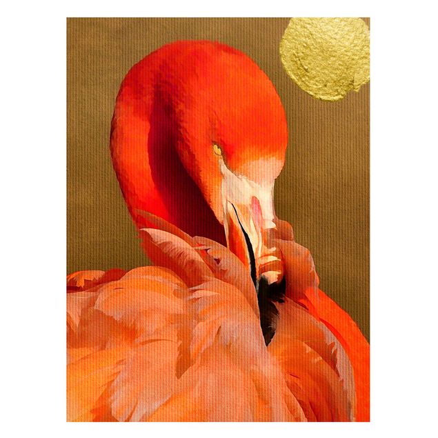 Magnettafel Büro Goldener Mond mit Flamingo