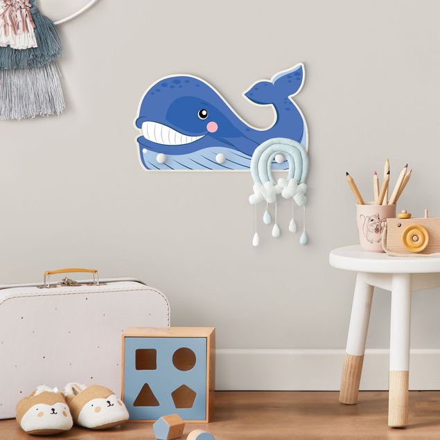 Kinderzimmer Wandgarderobe mit Tieren Dicker Wal