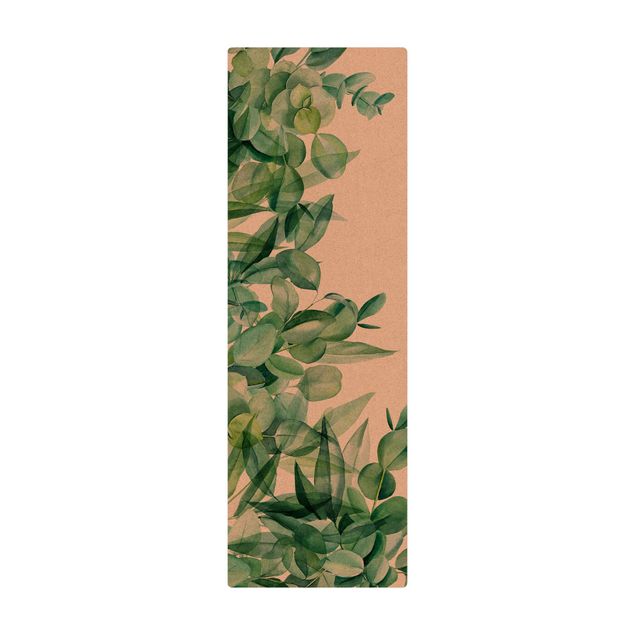 Teppich Esszimmer Dickicht Eukalyptusblätter Aquarell
