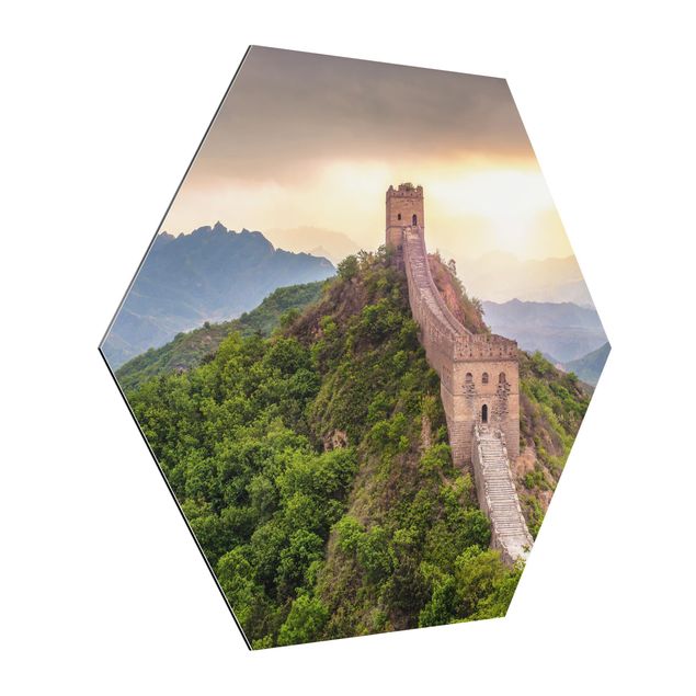 Hexagon Bild Alu-Dibond - Die unendliche Mauer von China