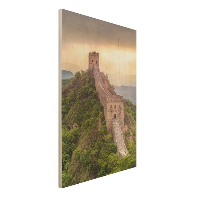 Holzbild - Die unendliche Mauer von China - Hochformat