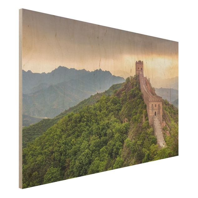 Holzbild - Die unendliche Mauer von China - Querformat