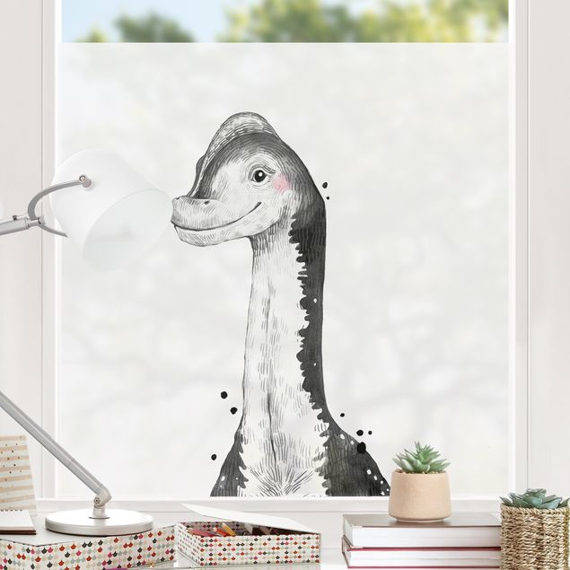 Fensterbild Tiere Dino Zeichnung - Brachiosaurus