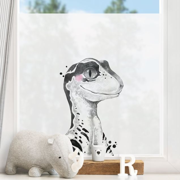 Fensterbilder Tiere Dino Zeichnung - Raptor