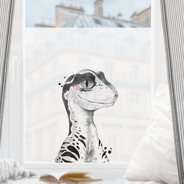 Fensterfolie Farbig Dino Zeichnung - Raptor