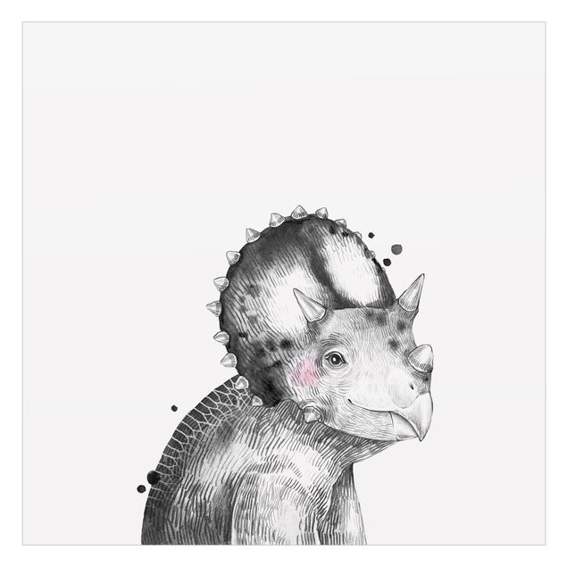 Fensterbilder Dino Zeichnung - Triceratops