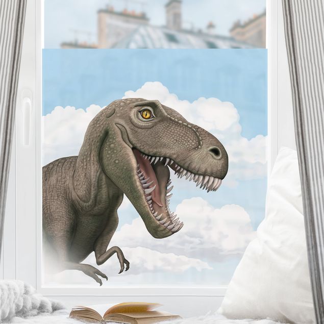 Fensterfolie Wohnzimmer Dinosaurier T - Rex