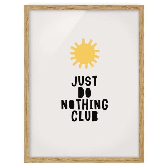 Bild mit Rahmen - Do Nothing Club Gelb - Hochformat
