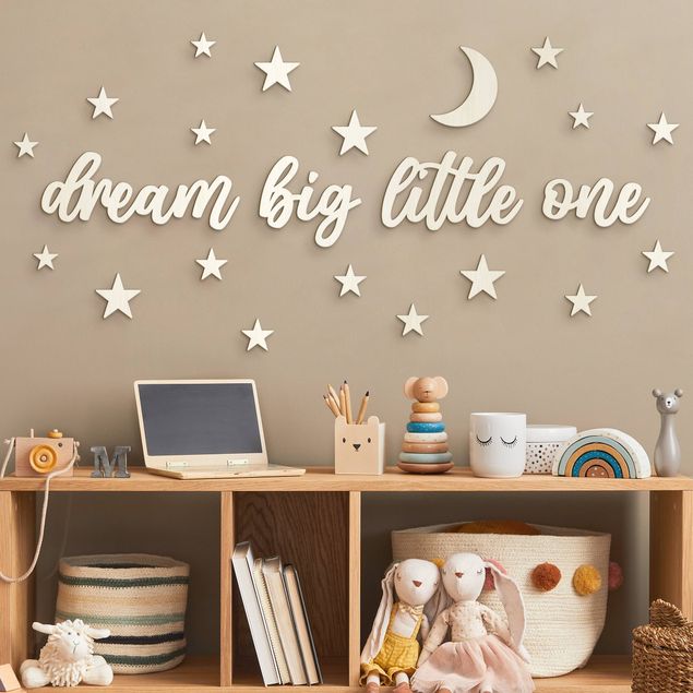 wanddeko holz Dream big little one - Mond & Sterne