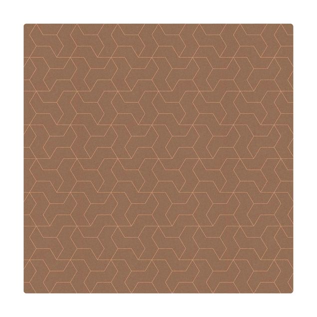 Kork-Teppich - Dreidimensionale Struktur Linienmuster - Quadrat 1:1