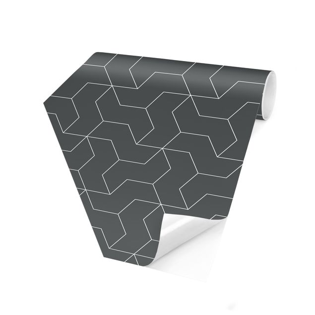 Tapete Hexagon Dreidimensionale Struktur Linienmuster
