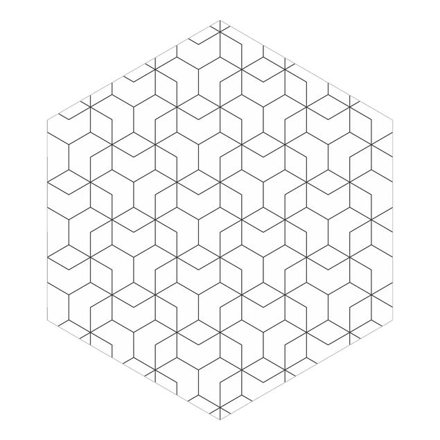 Design Tapete Dreidimensionale Würfel Linienmuster