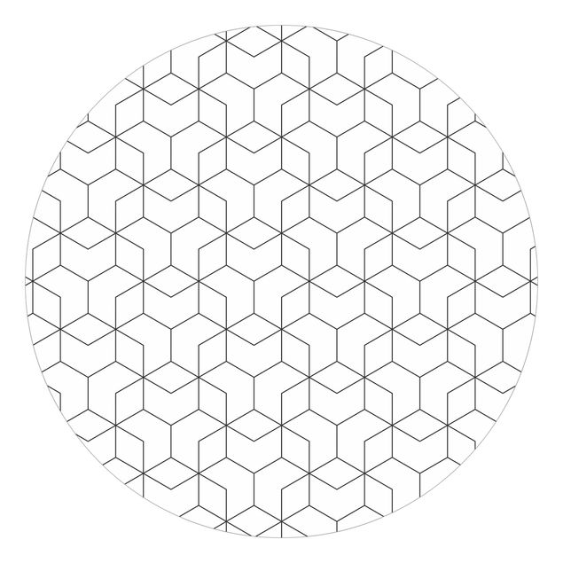 Mustertapete Dreidimensionale Würfel Linienmuster