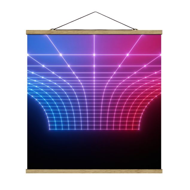Stoffbild mit Posterleisten - Dreidimensionales Neonlicht - Quadrat 1:1