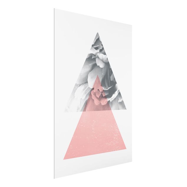 Glasbild - Dreiecke mit Blüte - Hochformat