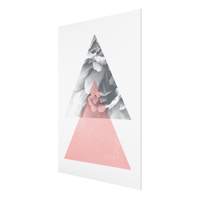 Glasbild - Dreiecke mit Blüte - Hochformat