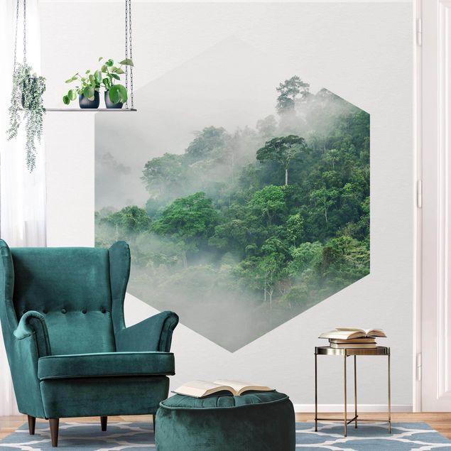 Wandtapete Baum Dschungel im Nebel