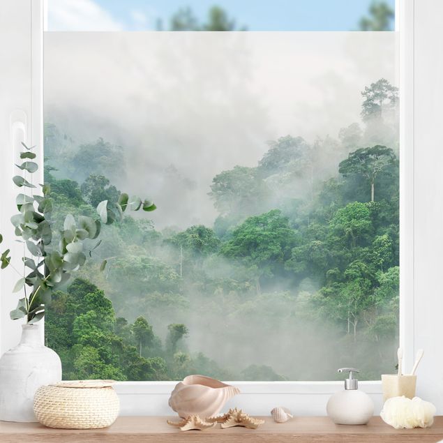 Fensterbild Landschaft Dschungel im Nebel