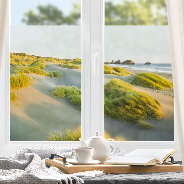 Fensterbilder Strand Dünen und Gräser am Meer