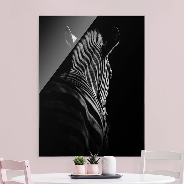 Glasbilder XXL Dunkle Zebra Silhouette
