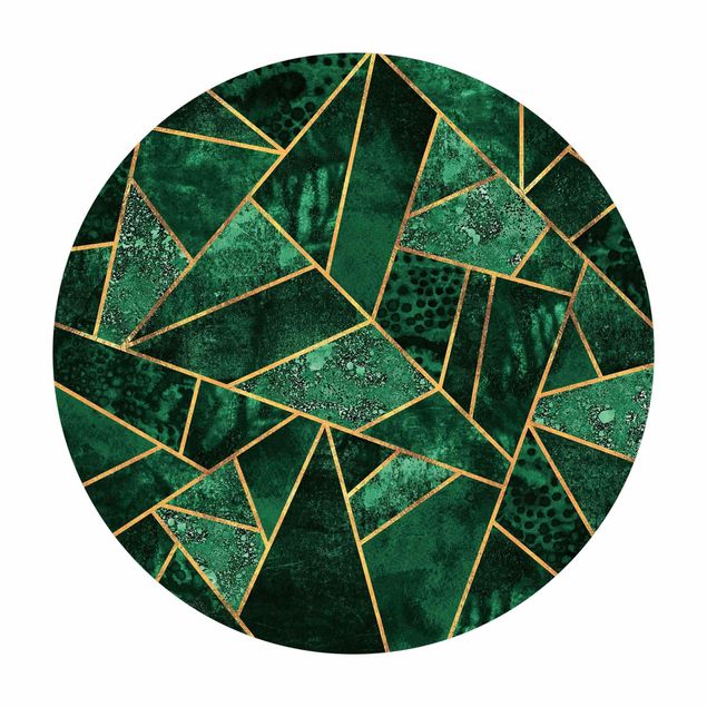 Grün Teppich Dunkler Smaragd mit Gold