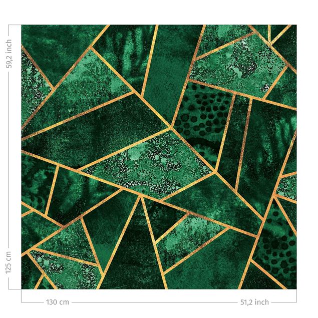Vorhang modern Dunkler Smaragd mit Gold