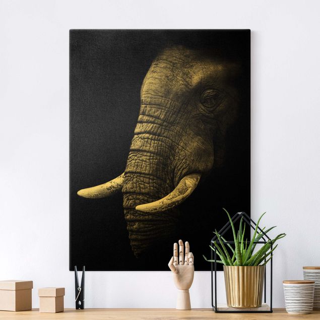 Wandbilder XXL Dunkles Elefanten Portrait