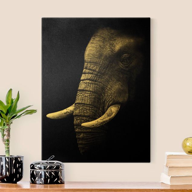 Wandbilder Afrika Dunkles Elefanten Portrait