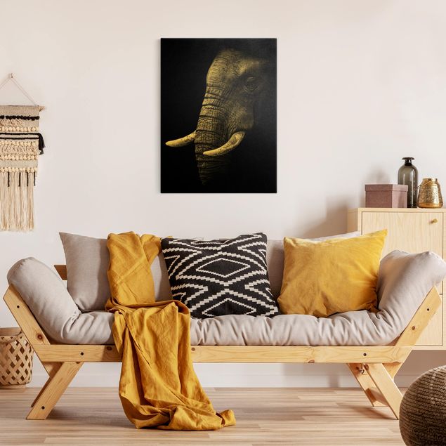 Wandbilder Elefanten Dunkles Elefanten Portrait
