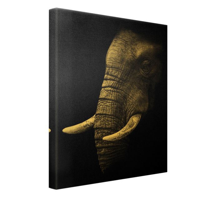 Leinwandbilder Schwarz-Weiß Dunkles Elefanten Portrait