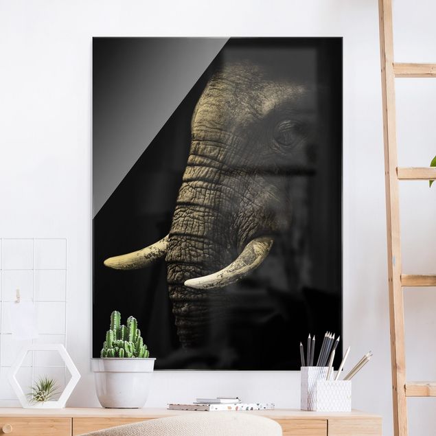 Wandbilder Tiere Dunkles Elefanten Portrait
