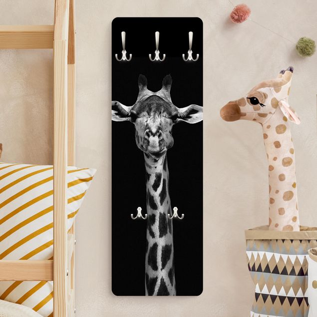 Garderobenpaneel Dunkles Giraffen Portrait