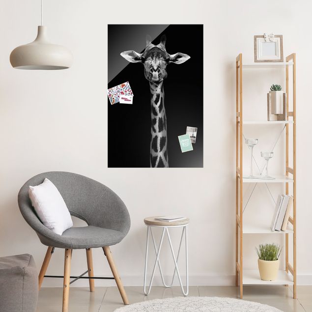 Wandbilder Tiere Dunkles Giraffen Portrait